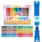Ooly Cat Parade Gel Crayons for Kids and Adults - Set of 12 Rainbow Color Crayons for Glass and Paper Surfaces with Cat-Shaped, Twist-Up Caps - Smooth