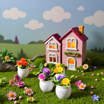 5 Pcs Colorful Miniature Dollhouse Flowers Mini Faux Potted Flowers Tiny Fairy Garden Flowers Doll House Garden Plants Mini Artificial Flower Plants