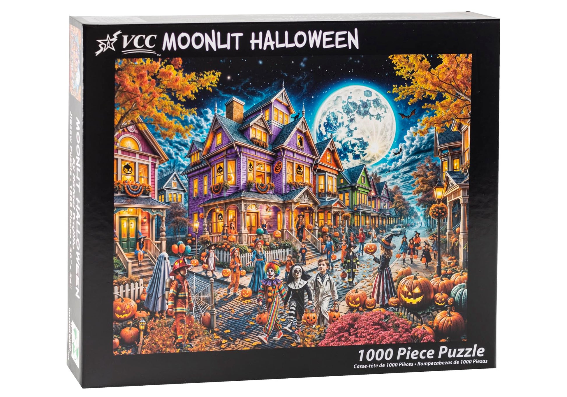 Moonlit Halloween Jigsaw Puzzle 1000 Piece by Vermont Christmas Company - Large Pieces - Fully Interlocking & Randomly Shaped Pieces - 30" x 24"