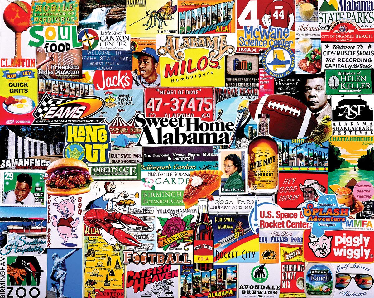White Mountain 1000 Piece Jigsaw Puzzle Heart of Dixie, I Love Alabama