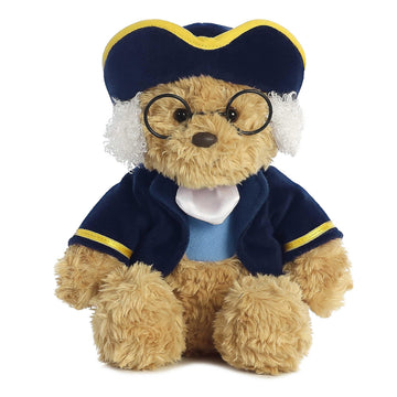 Aurora® Snuggly Ben Franklin Bear Stuffed Animal - Comforting Companions for Imaginative Play - Perfect for Kids, Adults, Birthdays, and Anniversaries