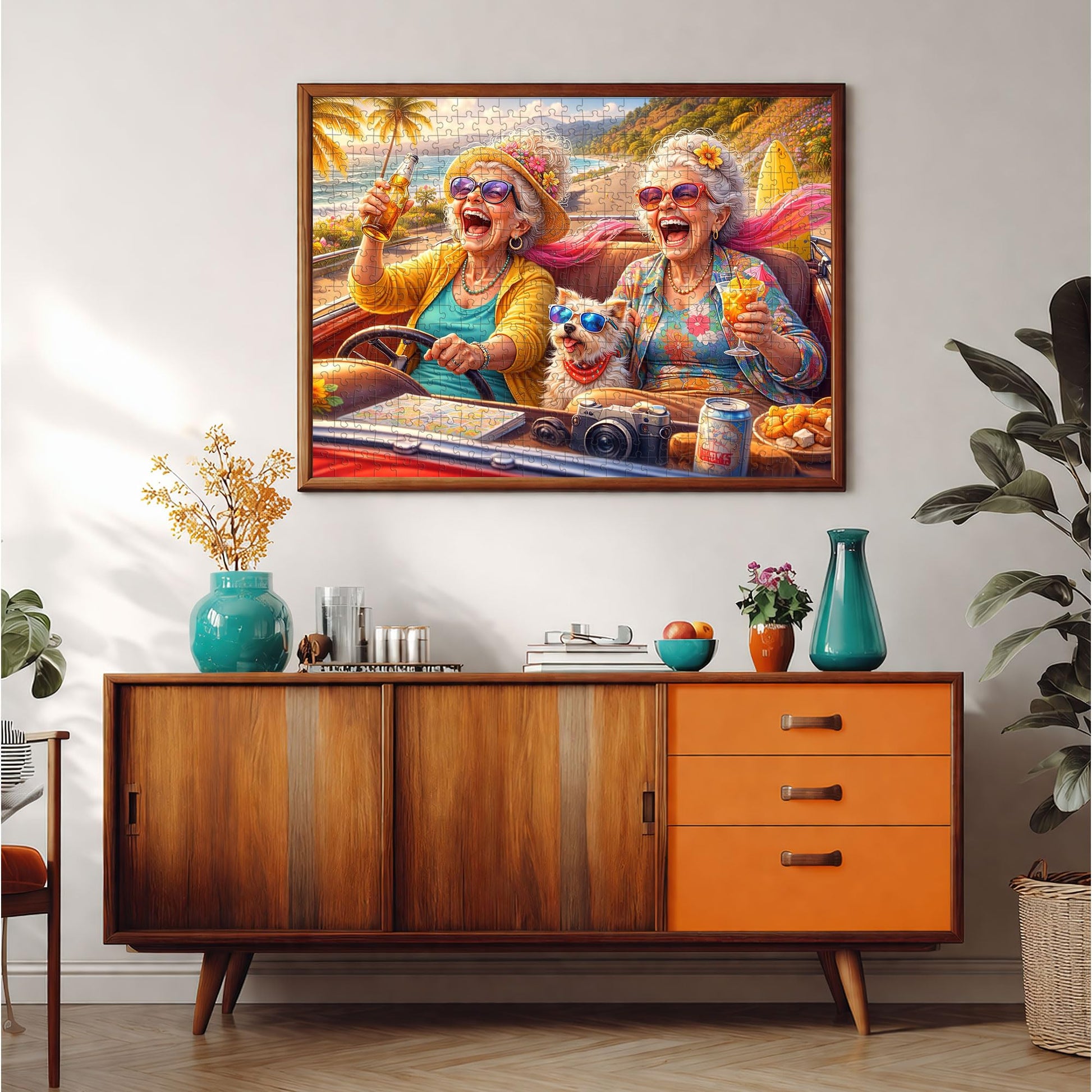 Teemosreal Puzzles for Adults 1000 Pieces, Funny Grandma Beach Art