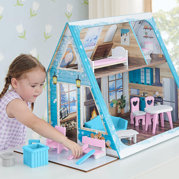 Delta Children Ski Chalet A-Frame Dollhouse - Includes 15 Accessories - Fits 12-inch Dolls - Pretend Play Dream Gift for Ages 3+