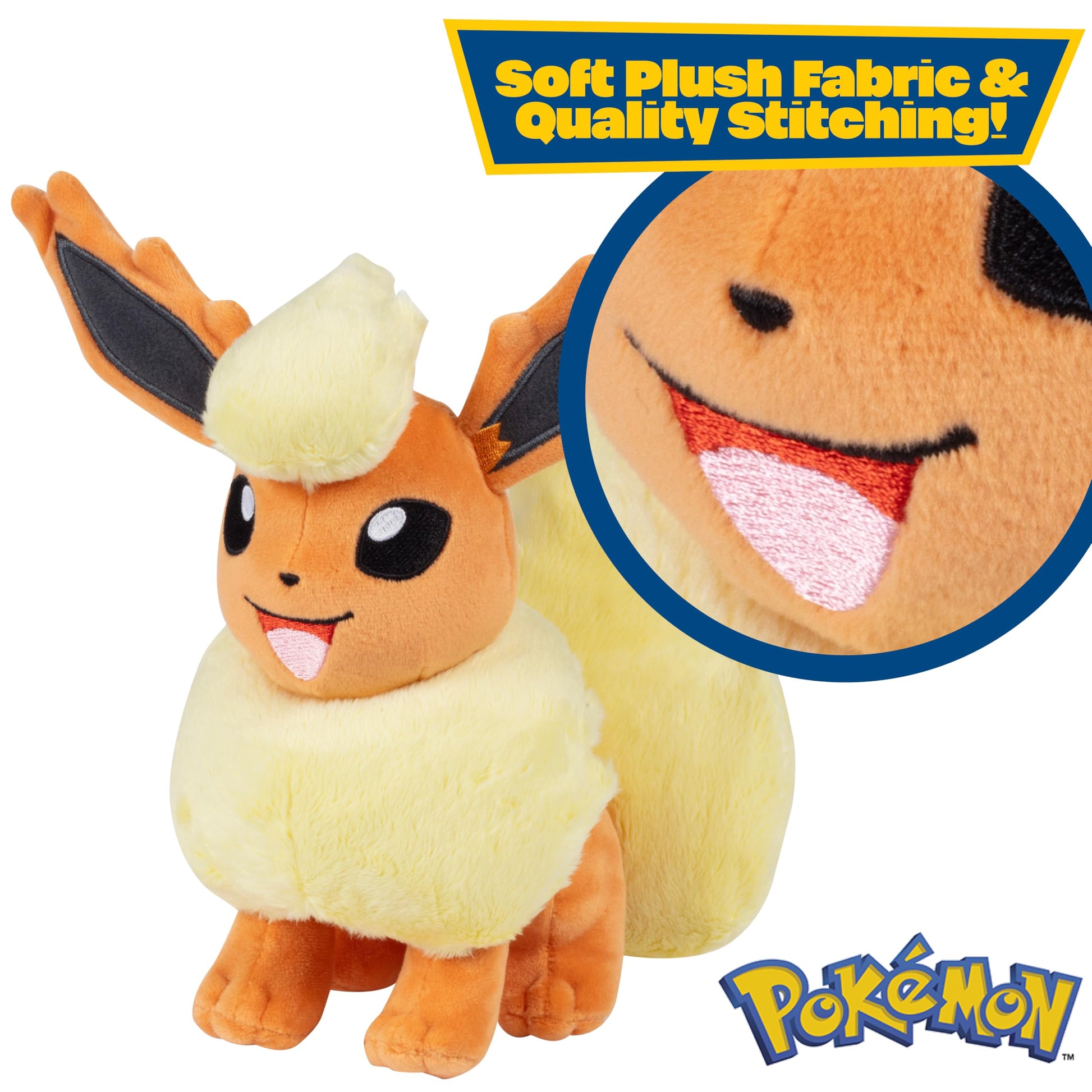 Pokémon 8" Flareon Plush - Officially Licensed - Eevee Evolution - Authentic Soft Stuffed Animal Toy Figure - Gift for Kids, Boys, Girls - 2+