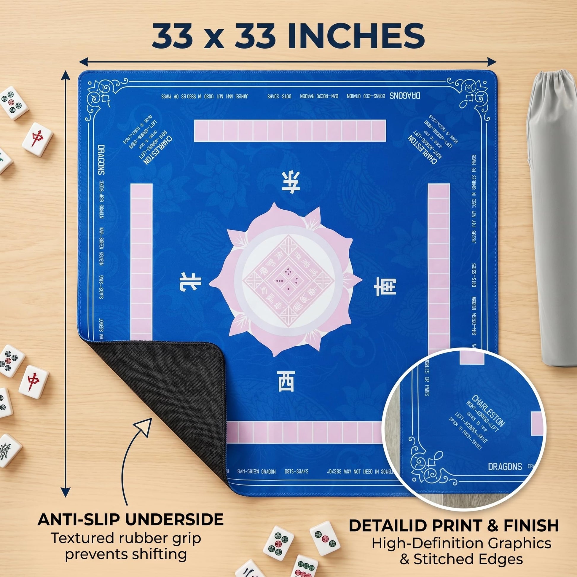 Emerald7 American Mahjong Tile Set with Mat - Premium Quality Melamine Mahjong Set with 166 Scratch-Resistant Tiles, Complete Accessories,
