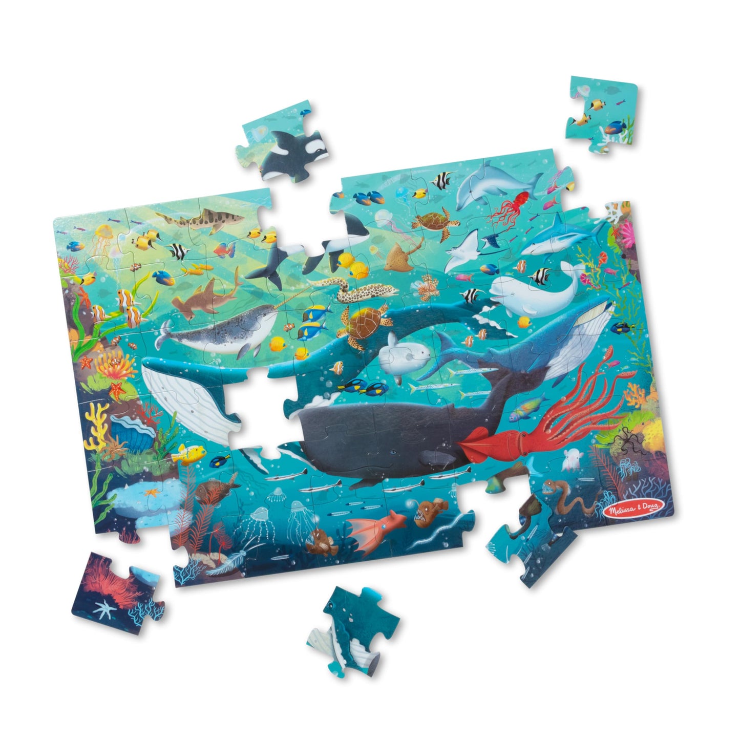 Melissa & Doug Underwater Jumbo Floor Puzzle 48-Piece Ocean Animal Toy