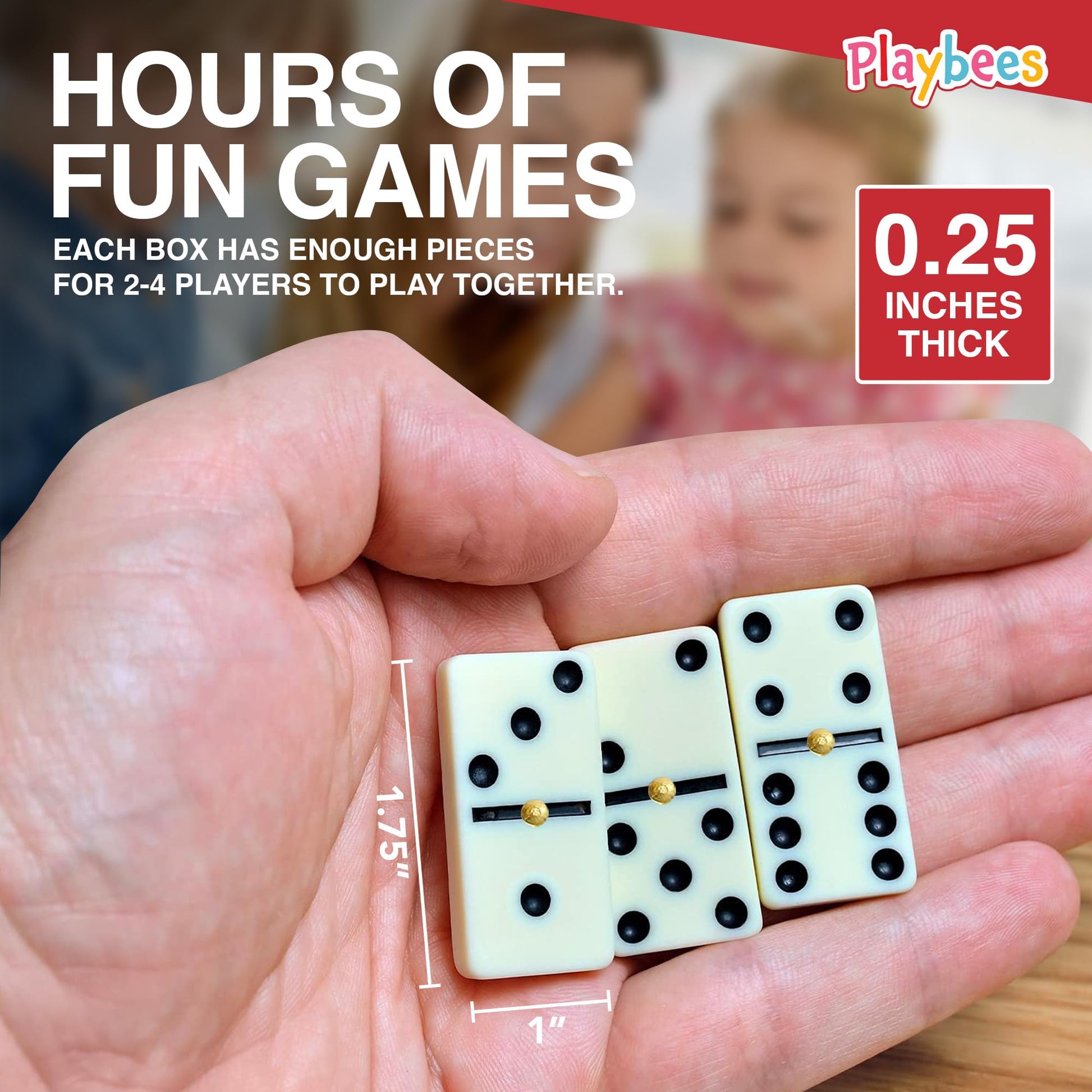 Playbees Premium Double Six Dominoes Set - 28 Classic Tiles in Faux Leather Case - Fun Educational Toy for Kids, Boys, Girls, Classroom Kit, Classic
