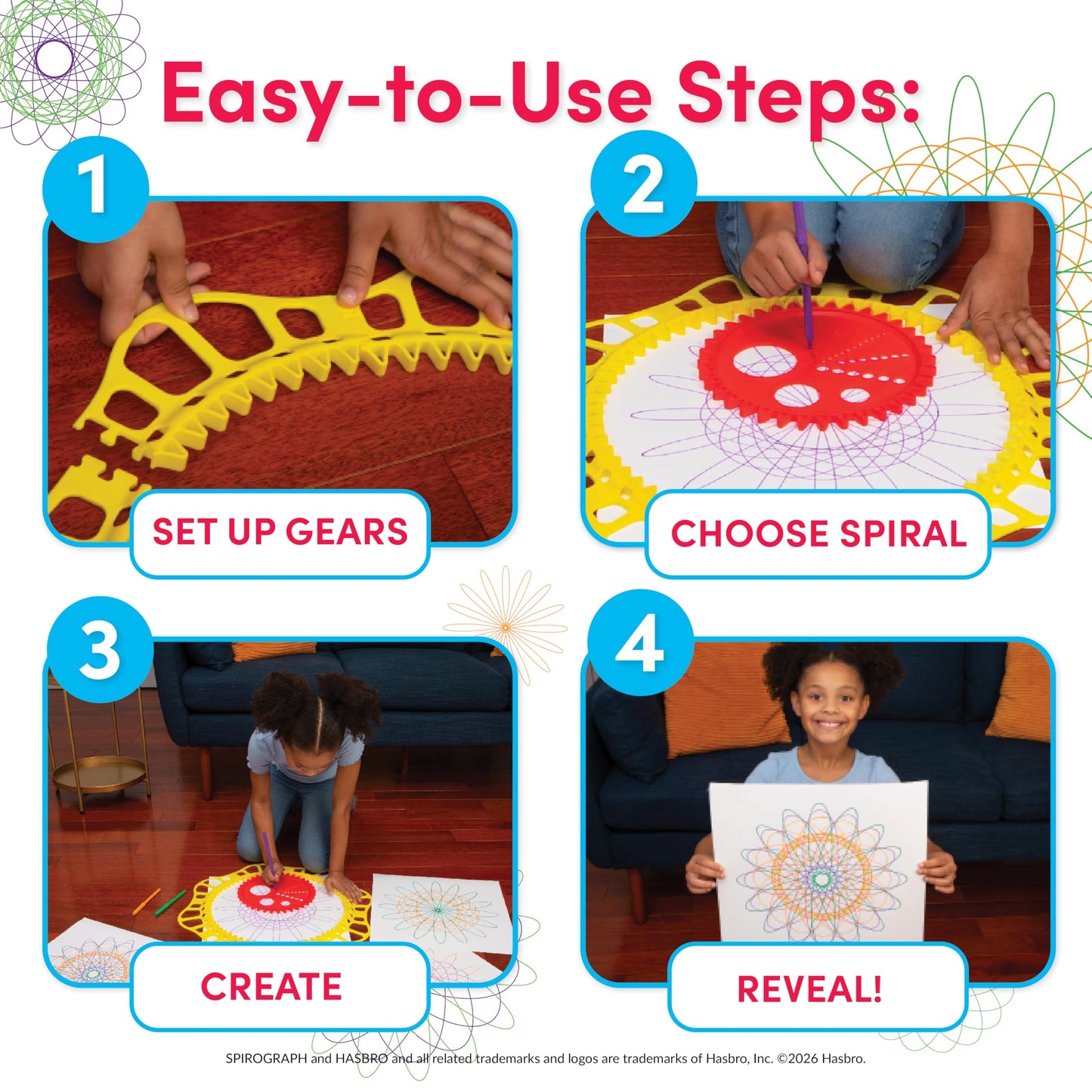 Spirograph Giant, Arts and Crafts, Kids Toys, Art Supplies, Craft Supplies, Drawing Kit, Spiral Art, Classic Gear Design Kit, Markers, Ages 8+