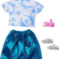 Barbie Doll Clothes Inspired by Jurassic World: Dominion, Complete Look with 2 Accessories, Crop Top & Dinosaur-Inspired Metallic Skirt, Silvery