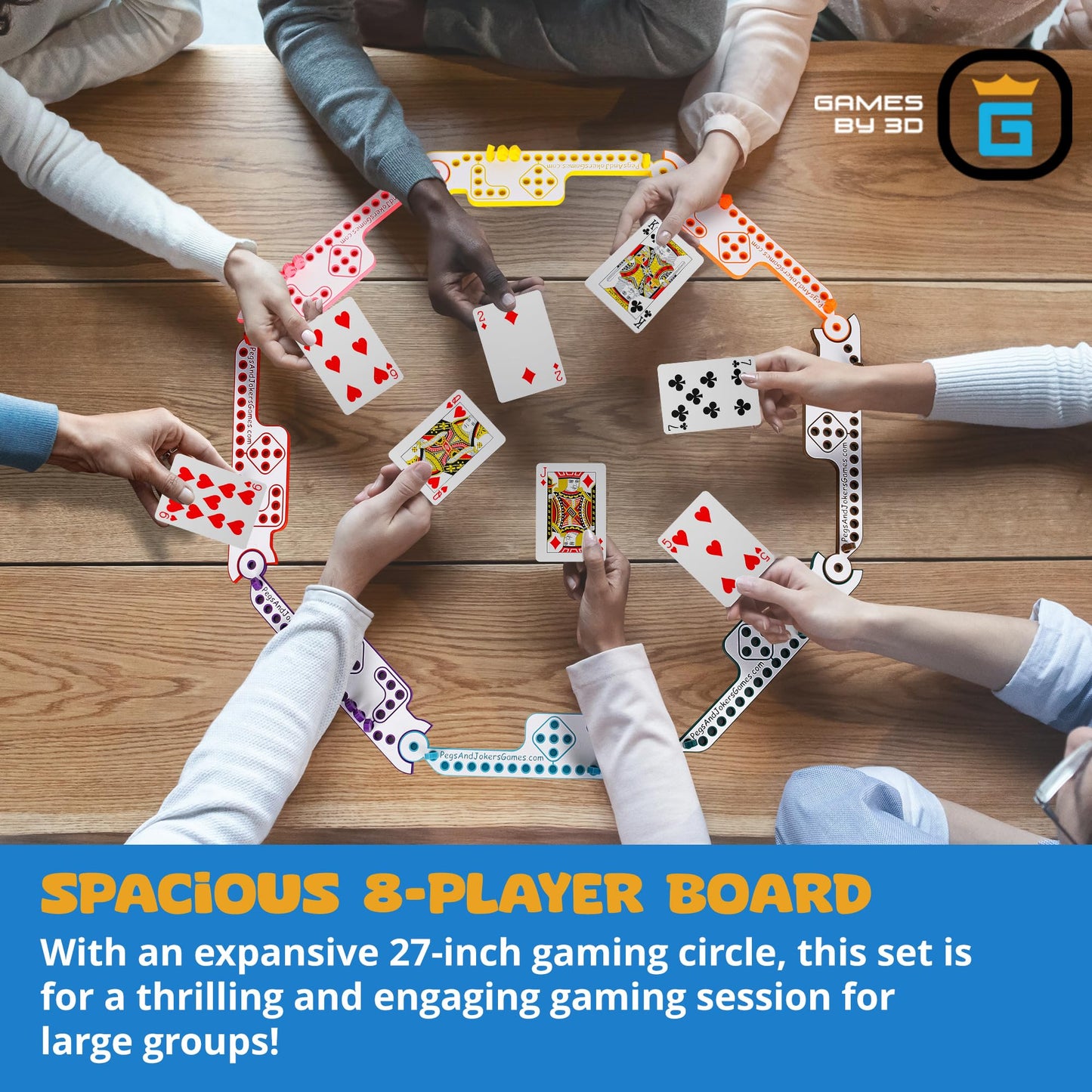 GAMES BY 3D Pegs and Jokers Board Game - Strategic, Fun, Engaging, and Portable - Play with Family and Friends - Easy to Learn - Travel-Friendly