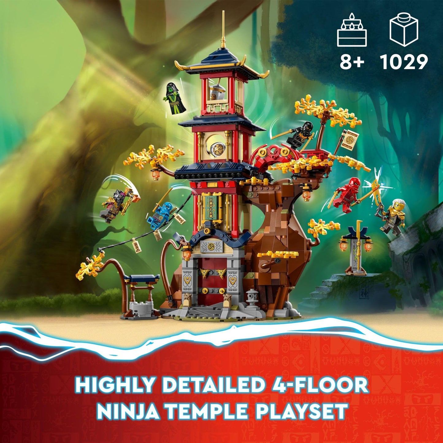 LEGO NINJAGO Temple of The Dragon Energy Cores 71795, Building Toy with a NINJAGO Temple and 6 Minifigures Including Cole, Kai and NYA' Gift for Kids