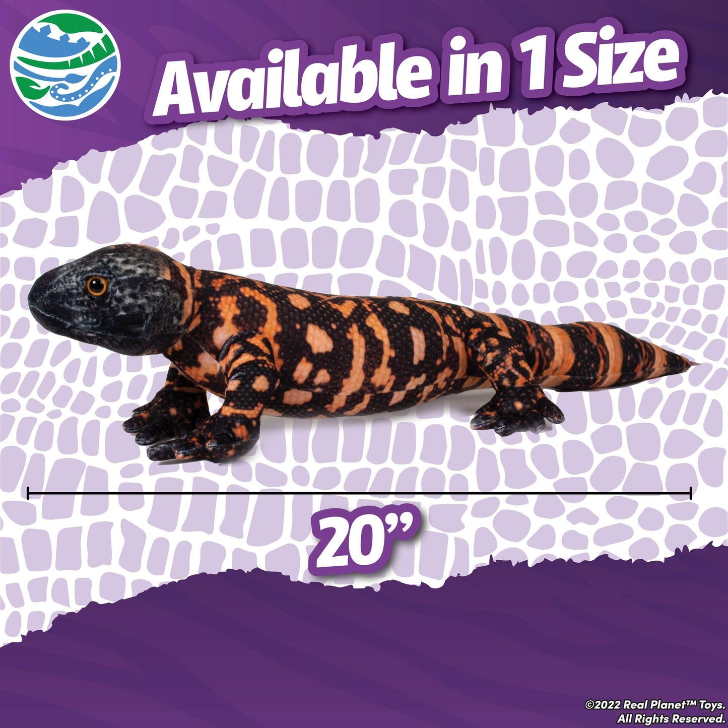 Real Planet 20" Gila Monster Stuffed Animal - Dinosaur Gila Stuffed Animals, Giant Prehistoric Reptile Toy, Jungle Lizard Plush Creature, (Black 20")