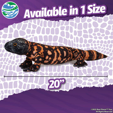 Real Planet 20" Gila Monster Stuffed Animal - Dinosaur Gila Stuffed Animals, Giant Prehistoric Reptile Toy, Jungle Lizard Plush Creature, (Black 20")