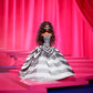 Barbie Signature Doll, 65th Anniversary Collectible with Brown Braided Hair, Black & White Gown, Sapphire Gem Earrings & Sunglasses