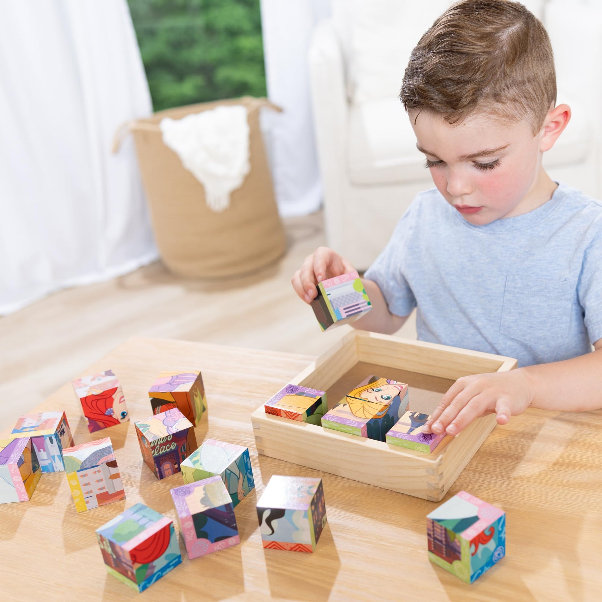 Melissa & Doug Disney Princess Wooden Cube Puzzle Blocks
