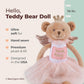 Bearington Collection Tooth Fairy Tooth Holder Plush Pillow for Girls - Hanging Doll for Bed, Door, Nightstand - Bear Sparkles 14"