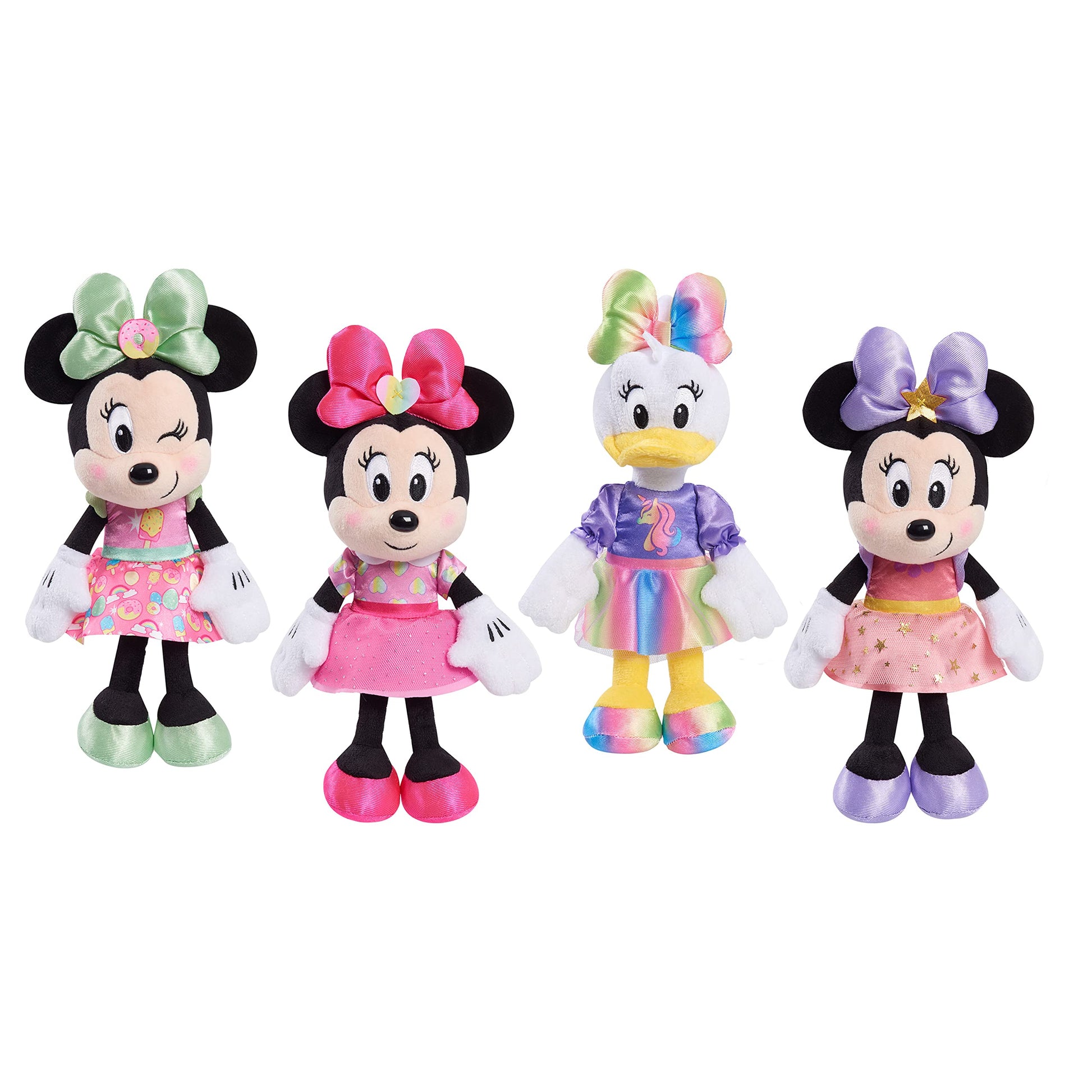 Disney Junior Minnie Mouse 8-Inch Beanbag Plush, Minnie Mouse in Pink Sweet Treats Dress, Stuffed Animal