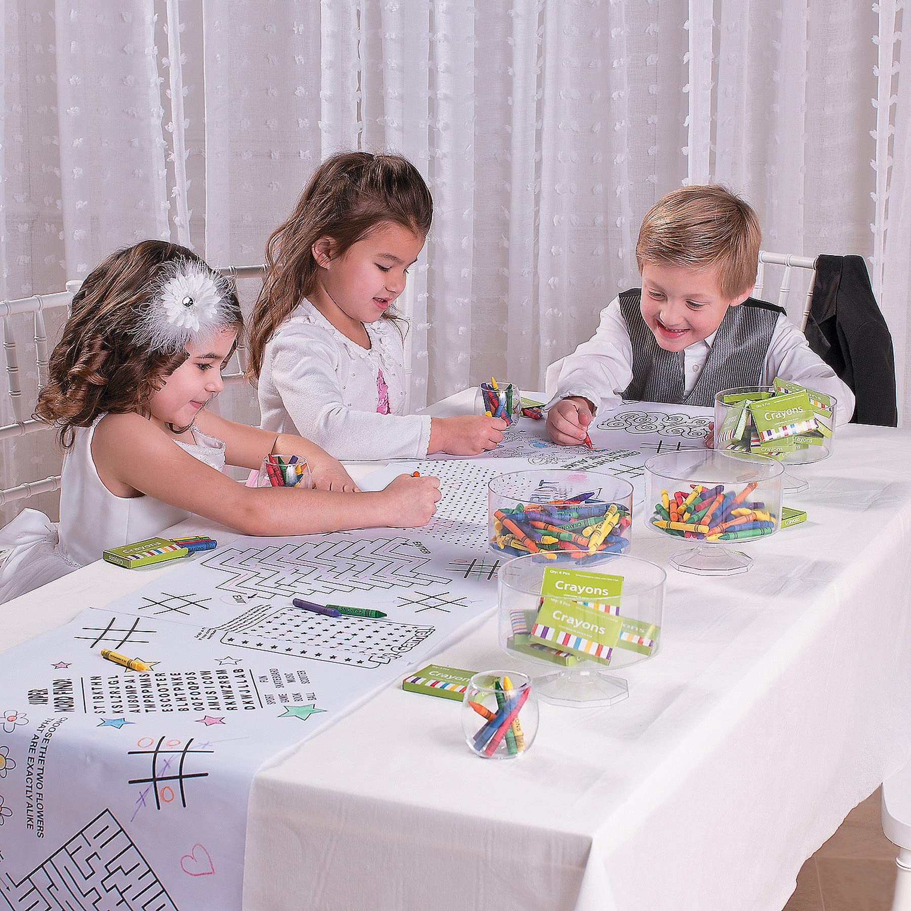 Kids Coloring Games Table Runner - 9 Ft Coloring Tablecloth Runner - Kids Activities Arts and Crafts Kids Crafts Fun Coloring Entertainment for Kids