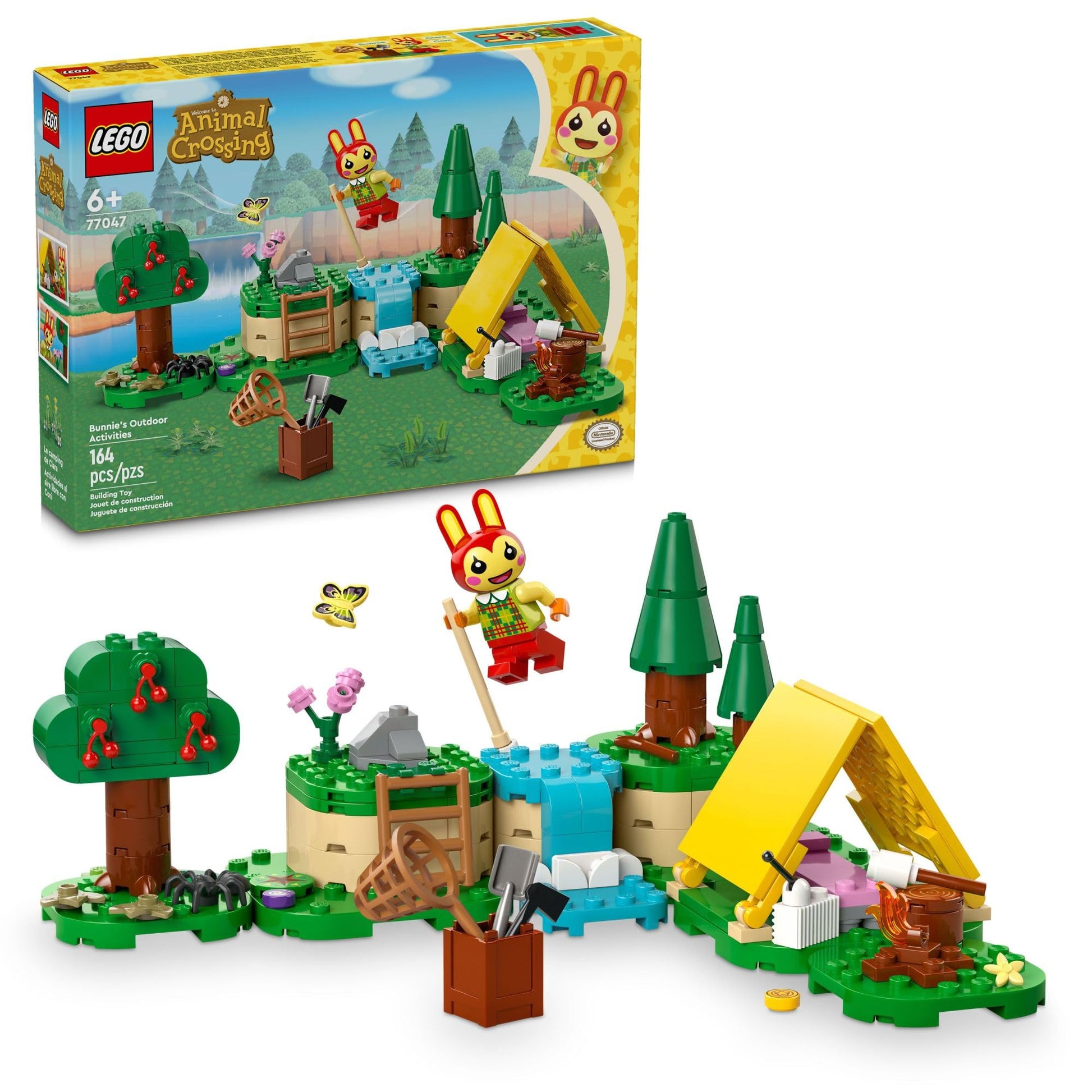 LEGO Animal Crossing Bunnie’s Outdoor Activities Buildable Creative Playset for Kids, Includes Video Game Toy Minifigures Tent and Rabbit, Animal