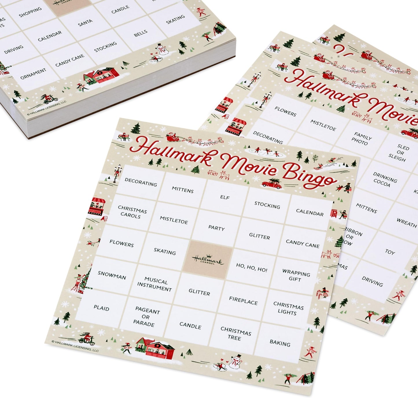 Hallmark Channel Christmas Movie Bingo Game Pad (6 Designs, 102 Sheets) Gift for Fans