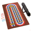 Tabletop Cribbage - Giant Spill-Resistant Neoprene Track Game Board (22" x 40") with 9 Pawns, Deck of Cards, & Travel Carry Bag - Classic Family Board
