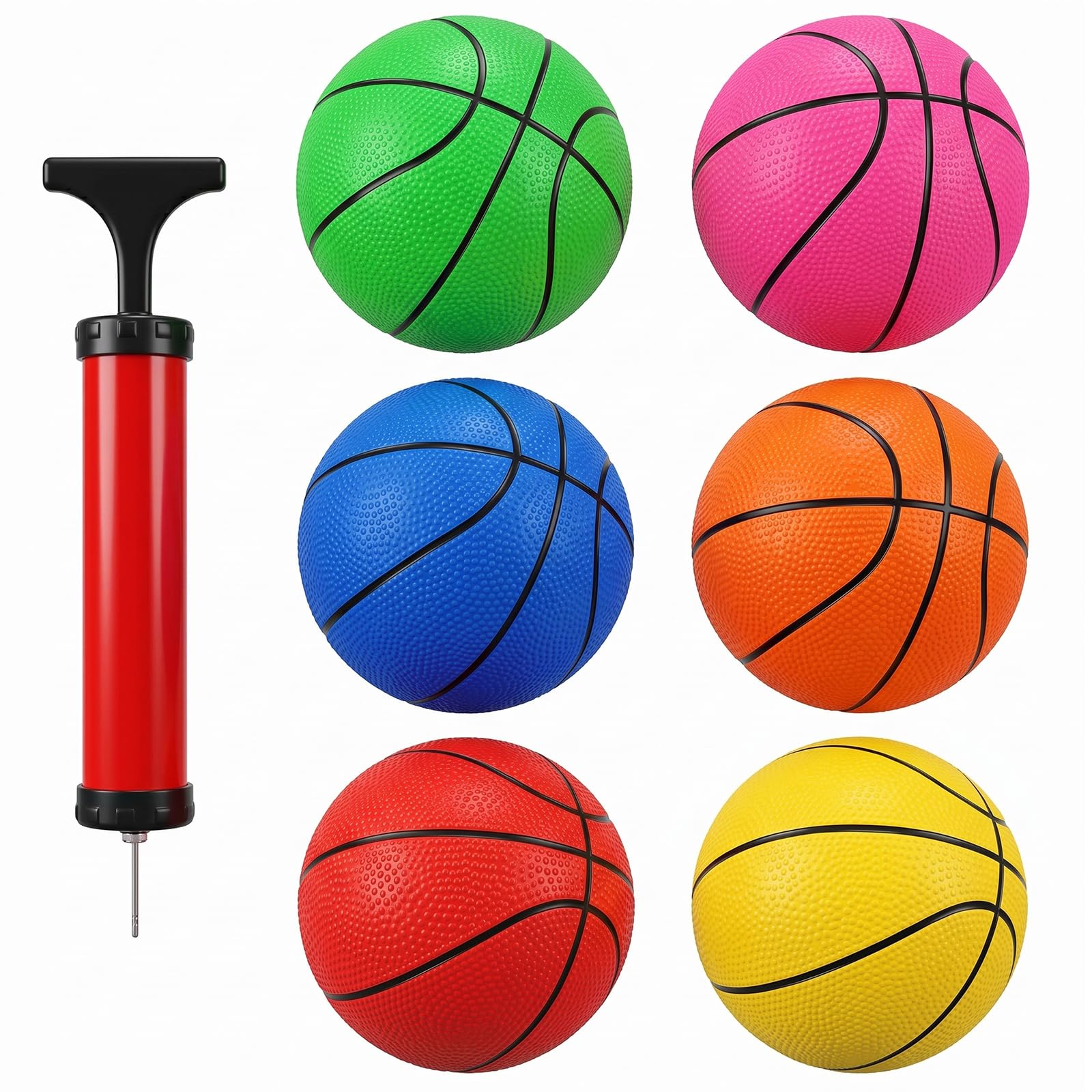 Shindel 6 PCS Mini Basketballs with Pump, 4.7 Inch, Multicolor