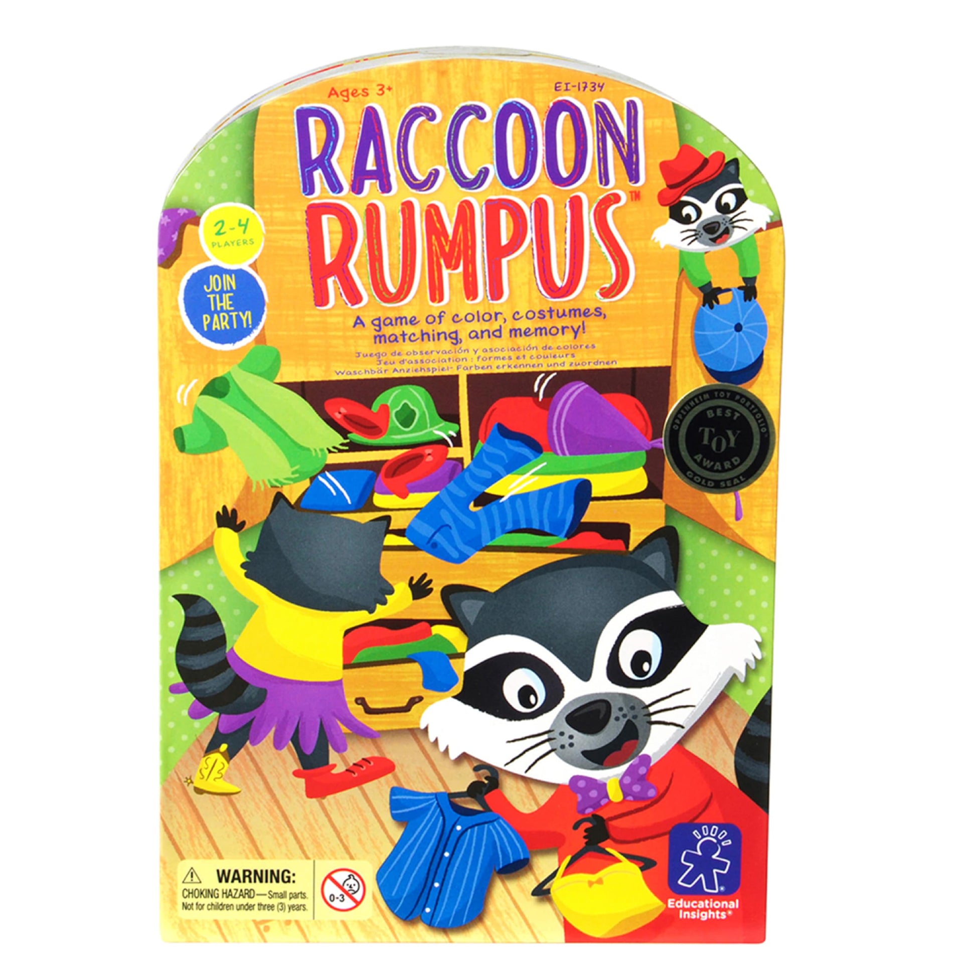Educational Insights Raccoon Rumpus - Color Matching Game for Kids, 2-in-1 Memory Matching Games for Toddlers 3-5, Skill-Building Preschool Games