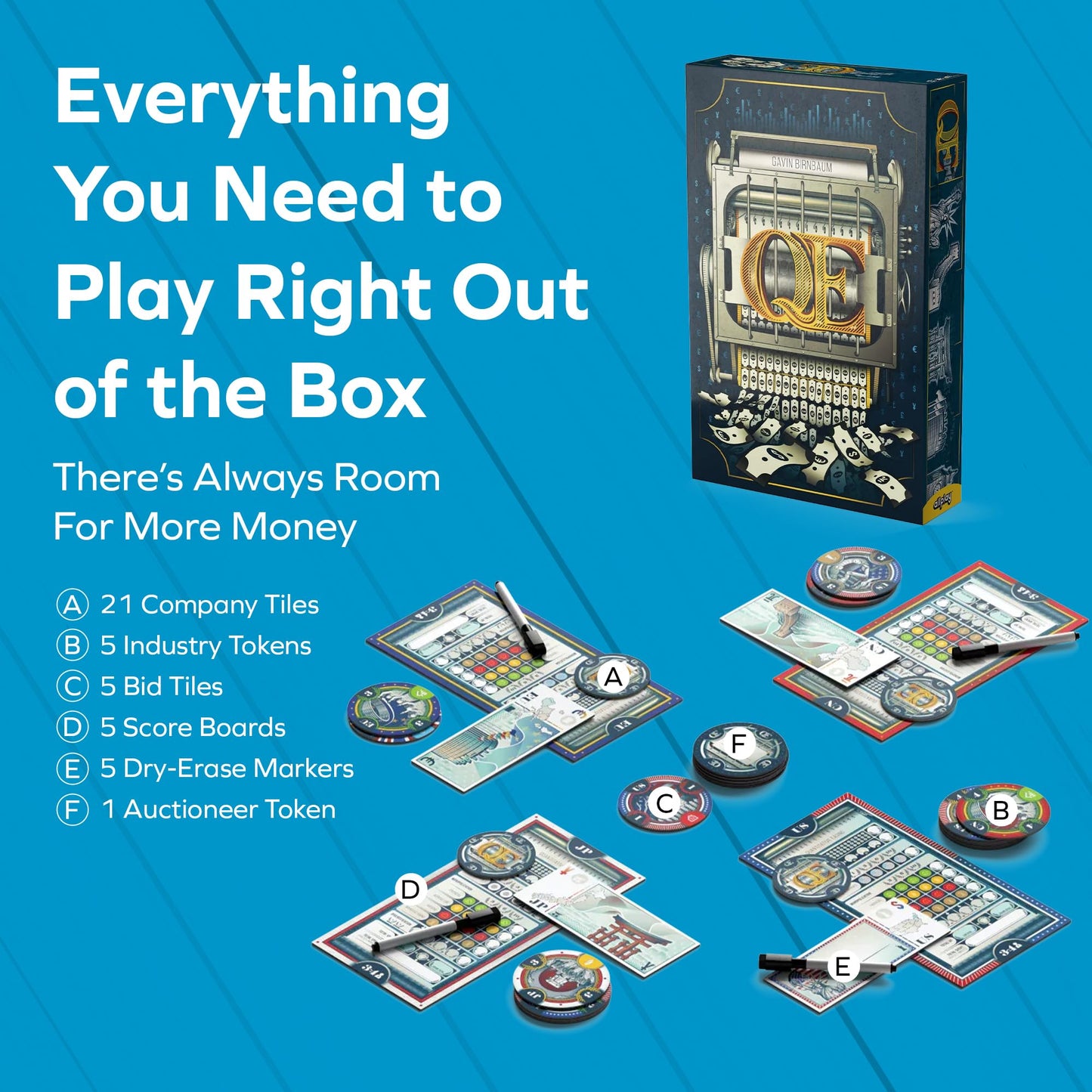 Allplay QE (Quantitative Easing) Board Game | Economic Auction Bidding Game for Families & Adults | 3-5 Players, 30 Min Playtime, Strategy Party Game