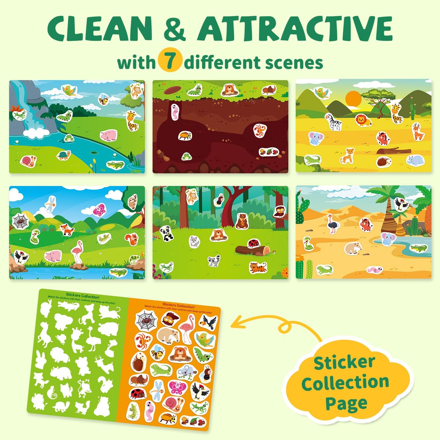 CREATIVETREES Jelly Sticker Book for Kids 3-6 Years, Reusable Large Sticker Book for Toddlers, Easy to Clean Waterproof, Road Activity for Kids