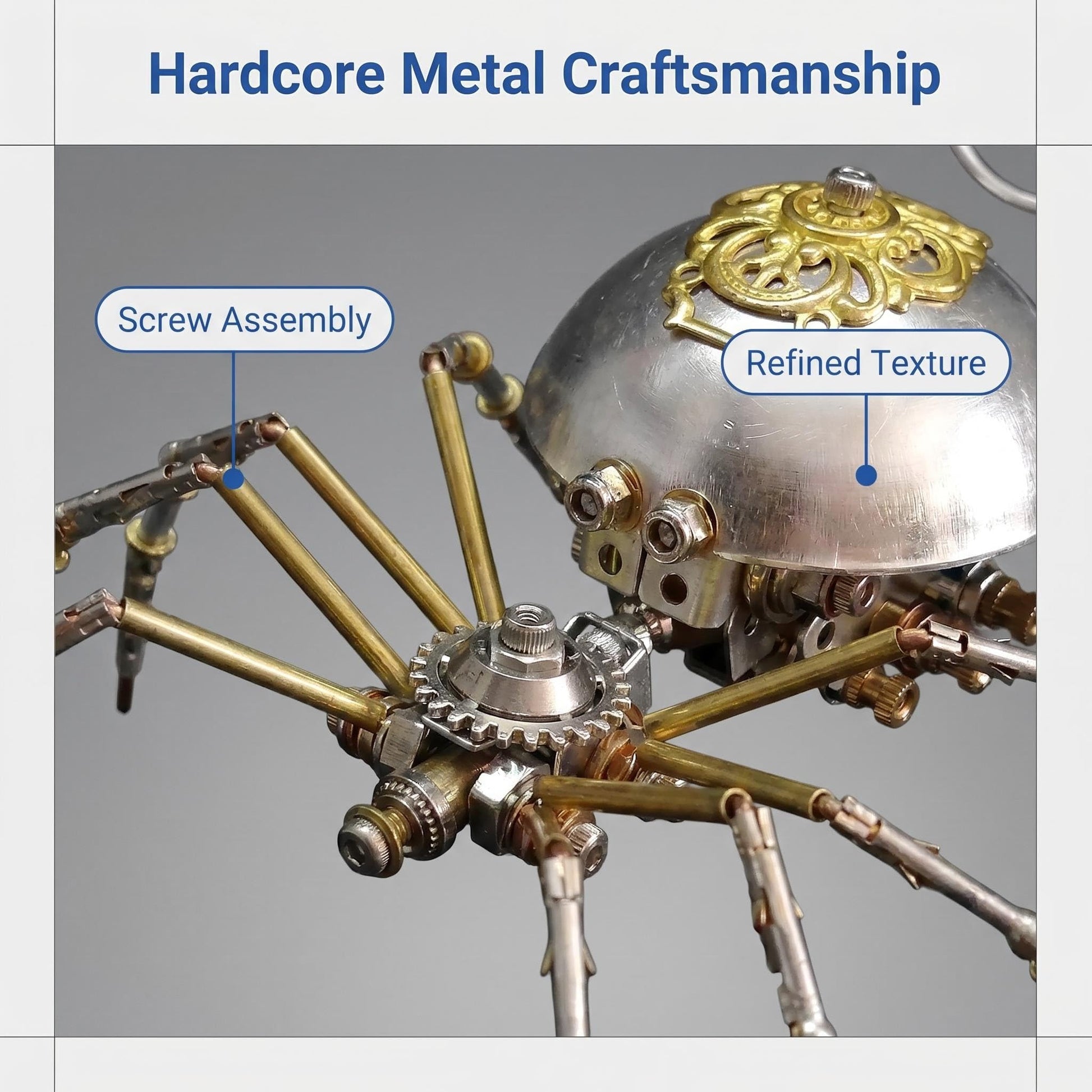Steampunk Mechanical Insect Spider 3D Metal Puzzle Model Kits 150+ Parts No Glue Build Unique Desk Decor Christmas & Birthday Gift for Men