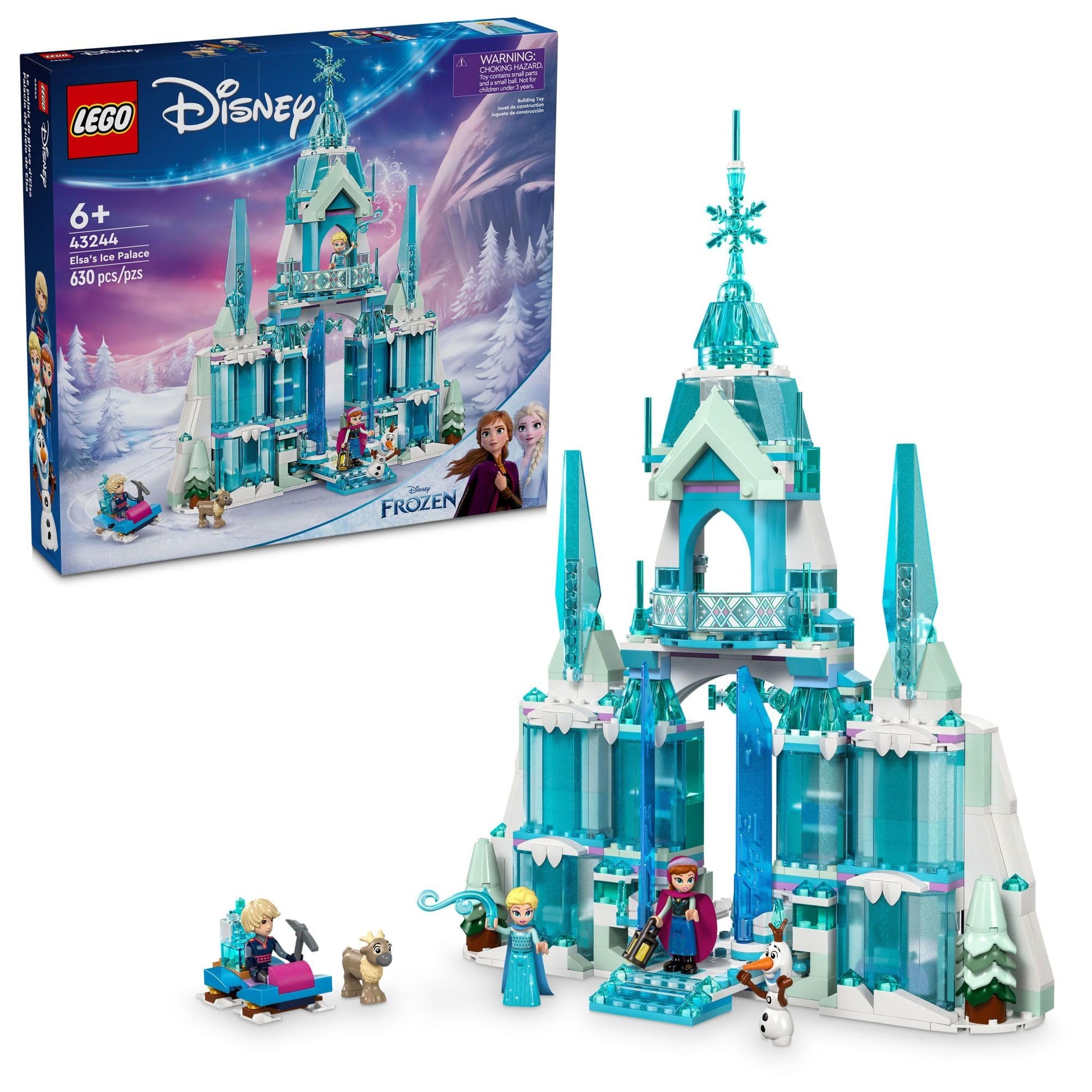 LEGO Disney Frozen Elsa’s Ice Palace Building Set for Kids, Princess Castle with Anna and Elsa Mini-Doll Figures, Disney Princess Toy Gift Idea for