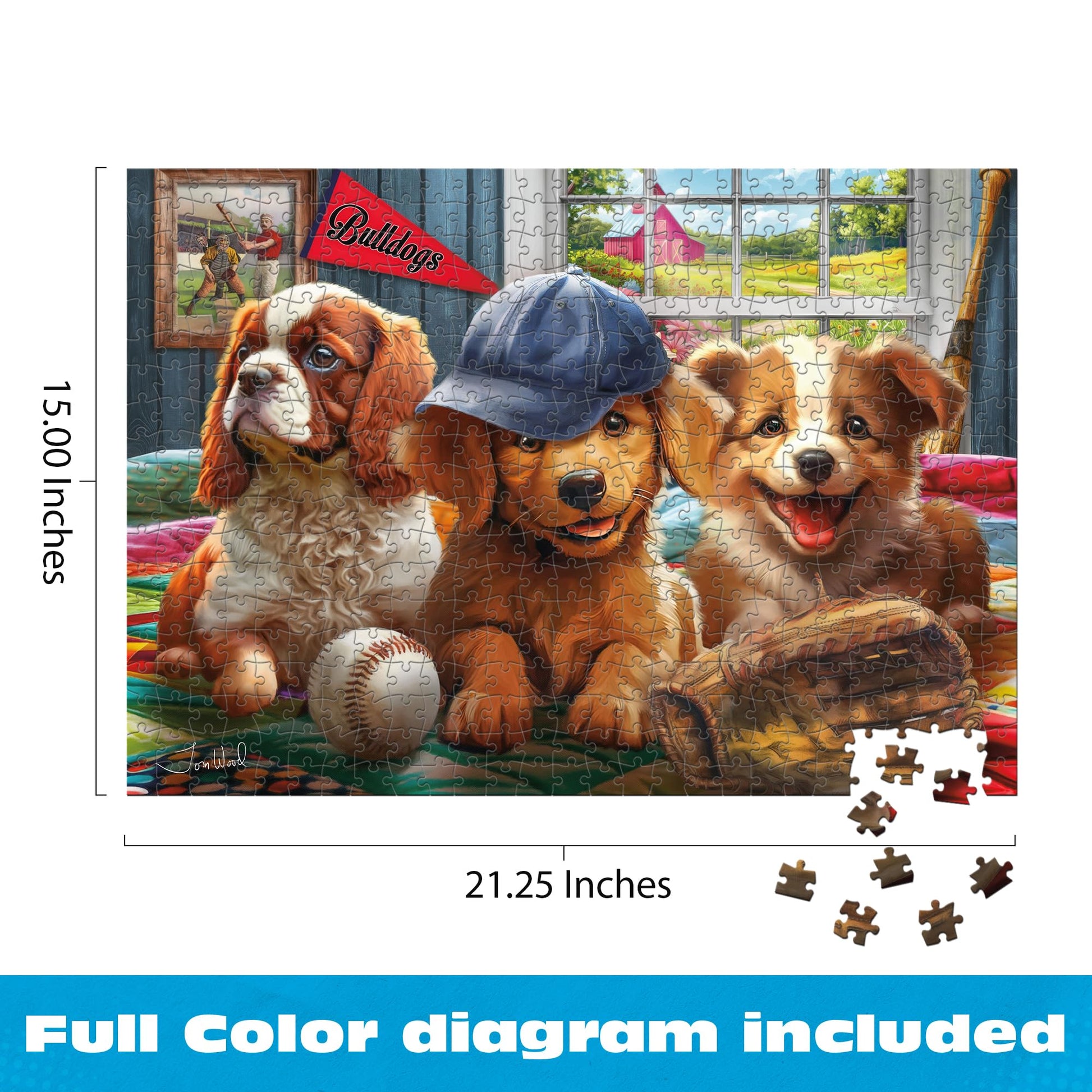 Ceaco - Puppy Players - 500 Large Piece Jigsaw Puzzle for Adults