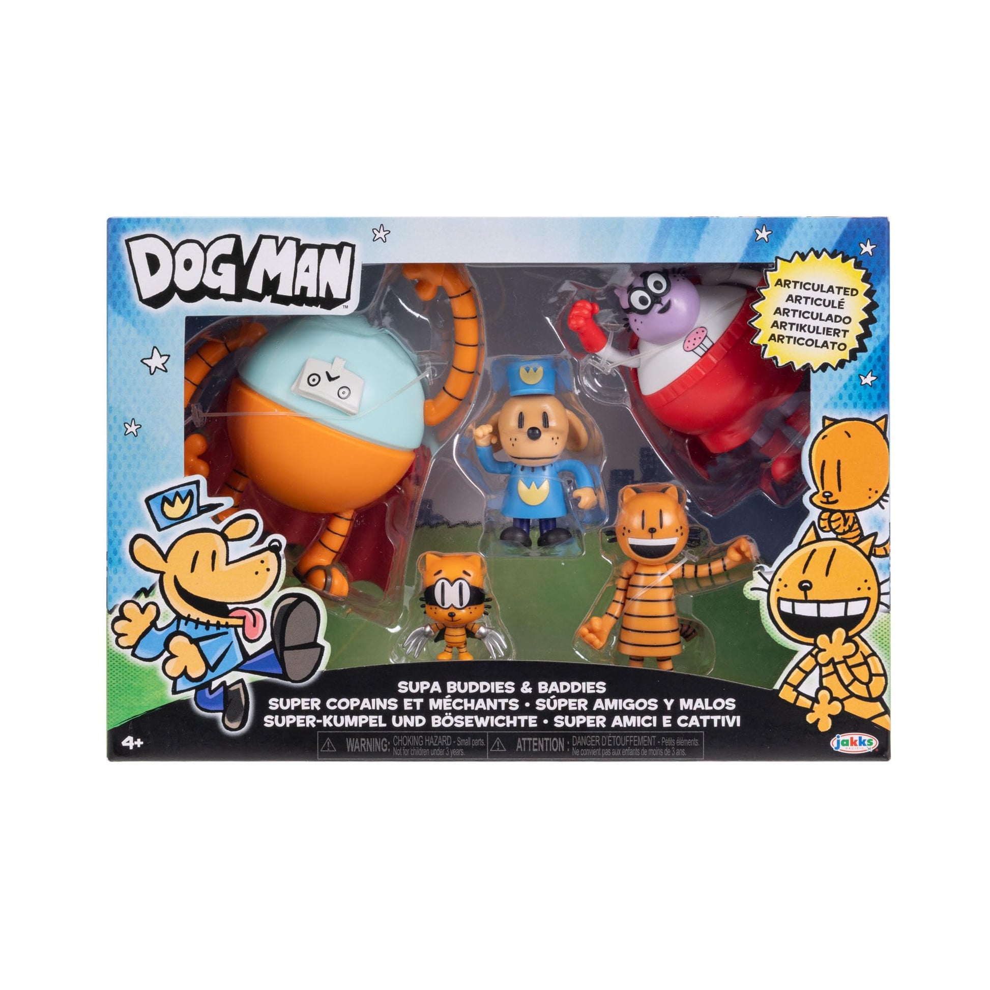 Dog Man 2.5 Inch Scale Supa Buddies and Baddies Multipack Action Figures, Part of Jakks Pacific's Wave 4, Includes 5 Characters