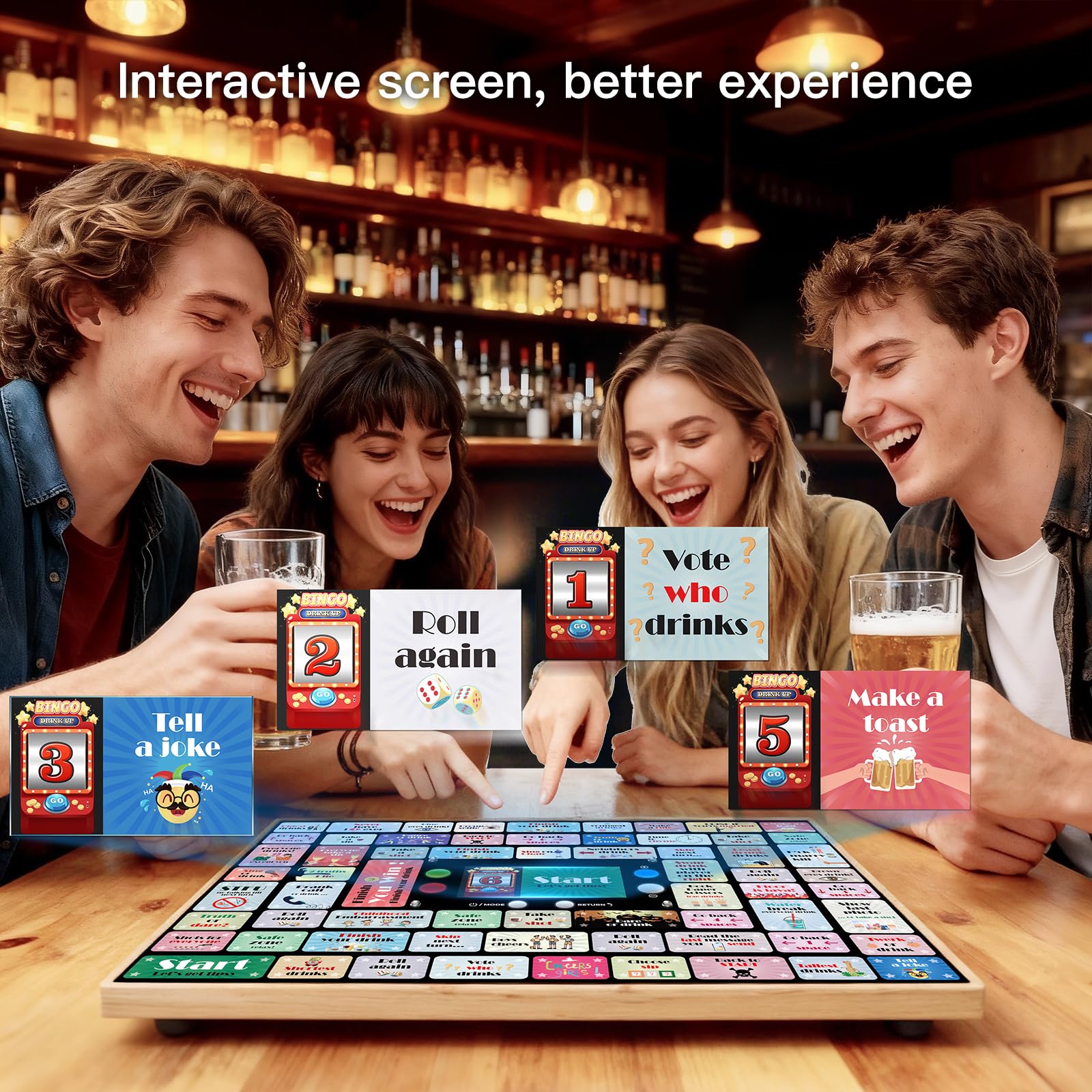 Electronic Drinking Games for Adults, Automatic Board Game for Adults Party with Screen & Music, 2-4 Players Interactive Bar & Party Drinking Board