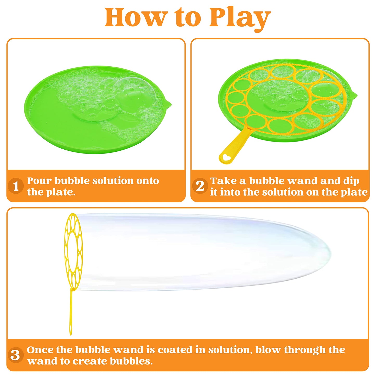 JOYIN Big Bubble Wands Set Bulk for Kids Summer Outdoor Toy Game Activity Party Favors, 18 Pcs Giant Bubble Maker with Tray, 12" Large, 6 Pcs Solution