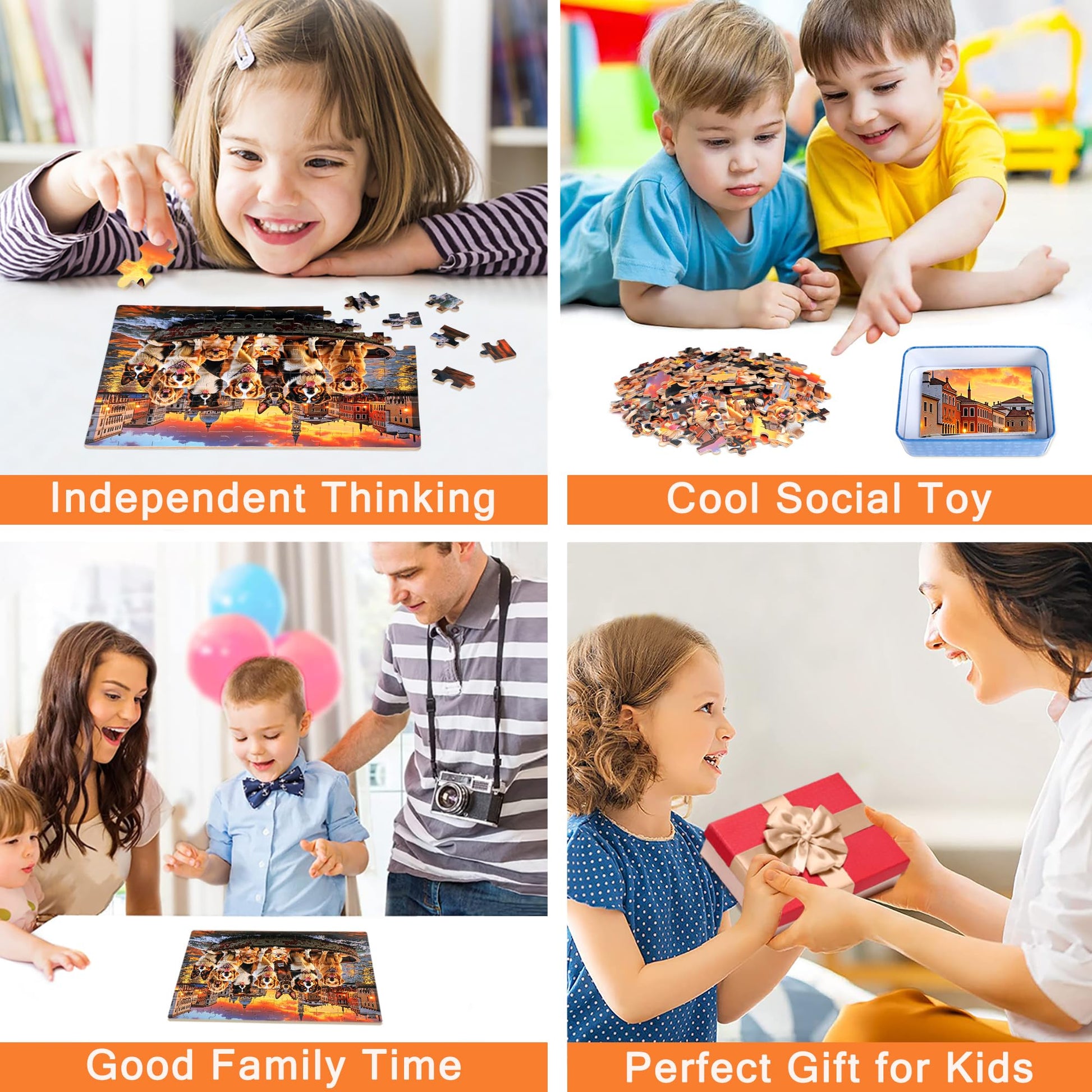 MZZOTOY Sunset Dogs Puzzle for Kids Ages 4-8, 100 Pieces Jigsaw Puzzles for Kids Ages 3-5? Learning Educational Puzzles Toys Great Gift for Boys Girls