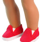 American Fashion World Red White and Blue Canvas Slip-Ons for 18-Inch Dolls | 3 Pack | Premium Quality & Trendy Design | Dolls Shoes | Shoe Fashion