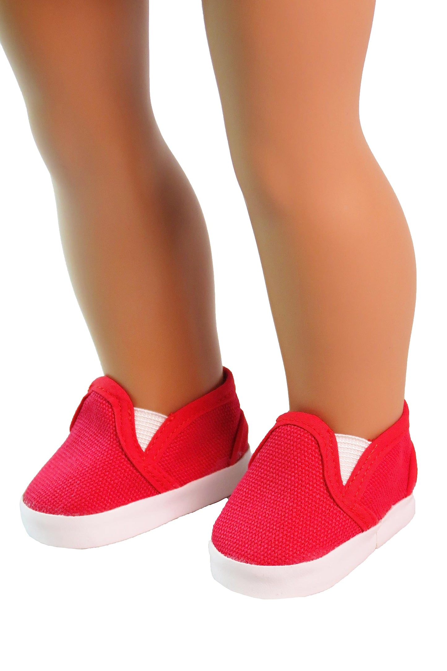 American Fashion World Red White and Blue Canvas Slip-Ons for 18-Inch Dolls | 3 Pack | Premium Quality & Trendy Design | Dolls Shoes | Shoe Fashion