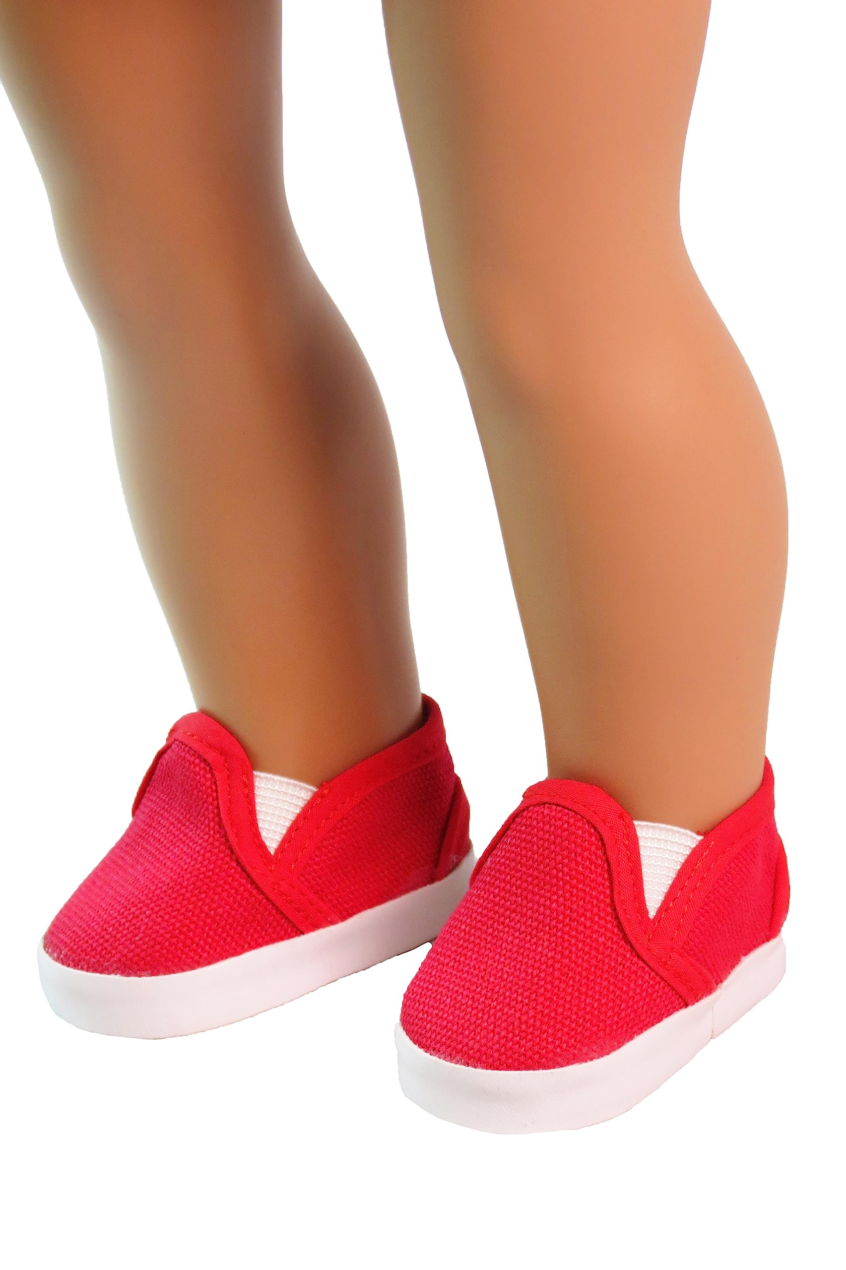 American Fashion World Red White and Blue Canvas Slip-Ons for 18-Inch Dolls | 3 Pack | Premium Quality & Trendy Design | Dolls Shoes | Shoe Fashion