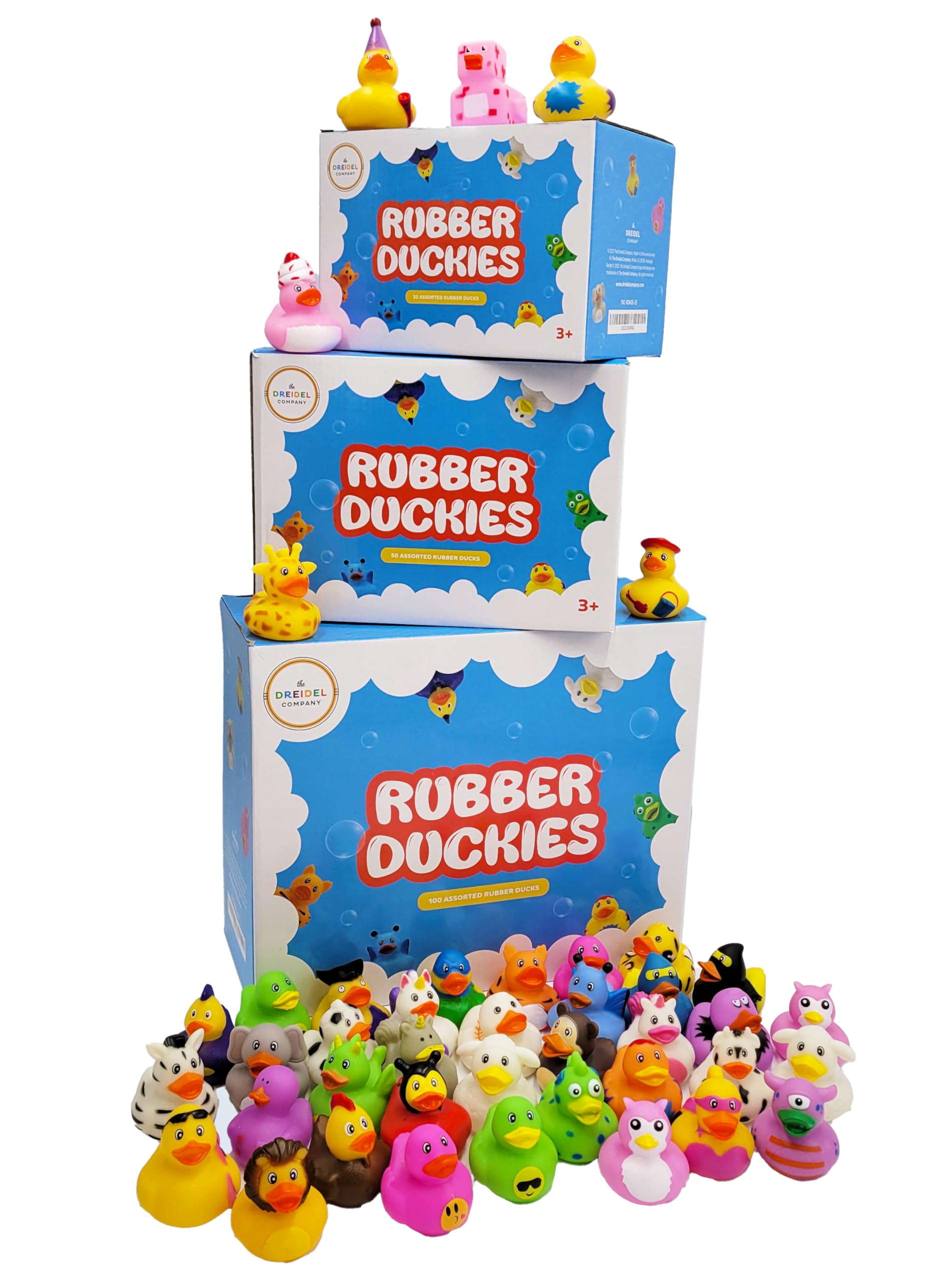 100 Assortment Rubber Duck Toy Duckies for Kids, Bath Birthday Gifts Baby Showers Classroom Incentives, Summer Beach and Pool Activity, 2" (100-Pack)