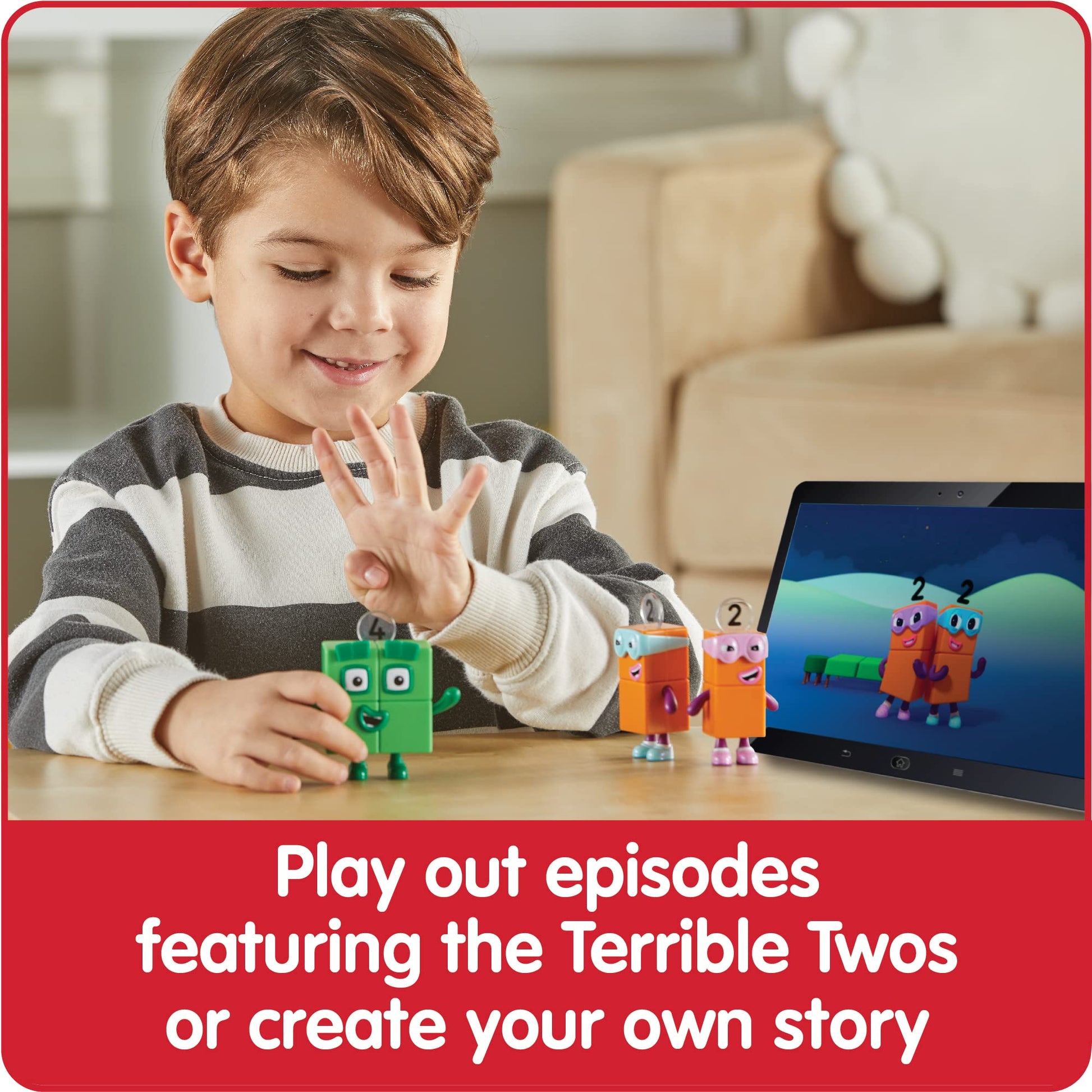 hand2mind Numberblock Four and the Terrible Twos, Cartoon Action Figure Set, Toy Figures, Play Figure Playsets, Small Figurines for Kids, Number Toys