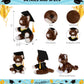 DolliBu Brown Cat Graduation Plush Toy - Soft Huggable Graduation Stuffed Animal Dress Up with Gown and Cap with Tassel Outfit with Personalization