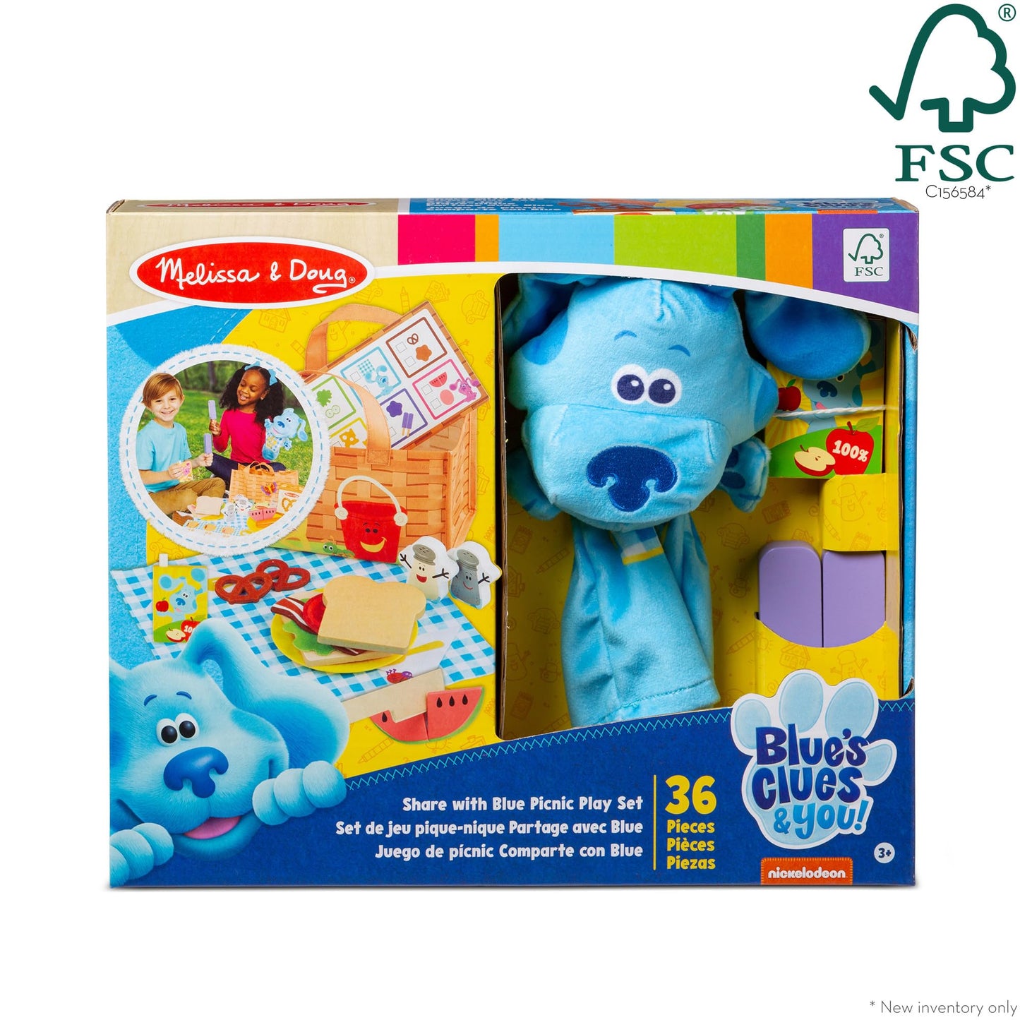 Melissa & Doug Blue’s Clues & You! Share with Blue Picnic Play Set with Hand Puppet - FSC Certified