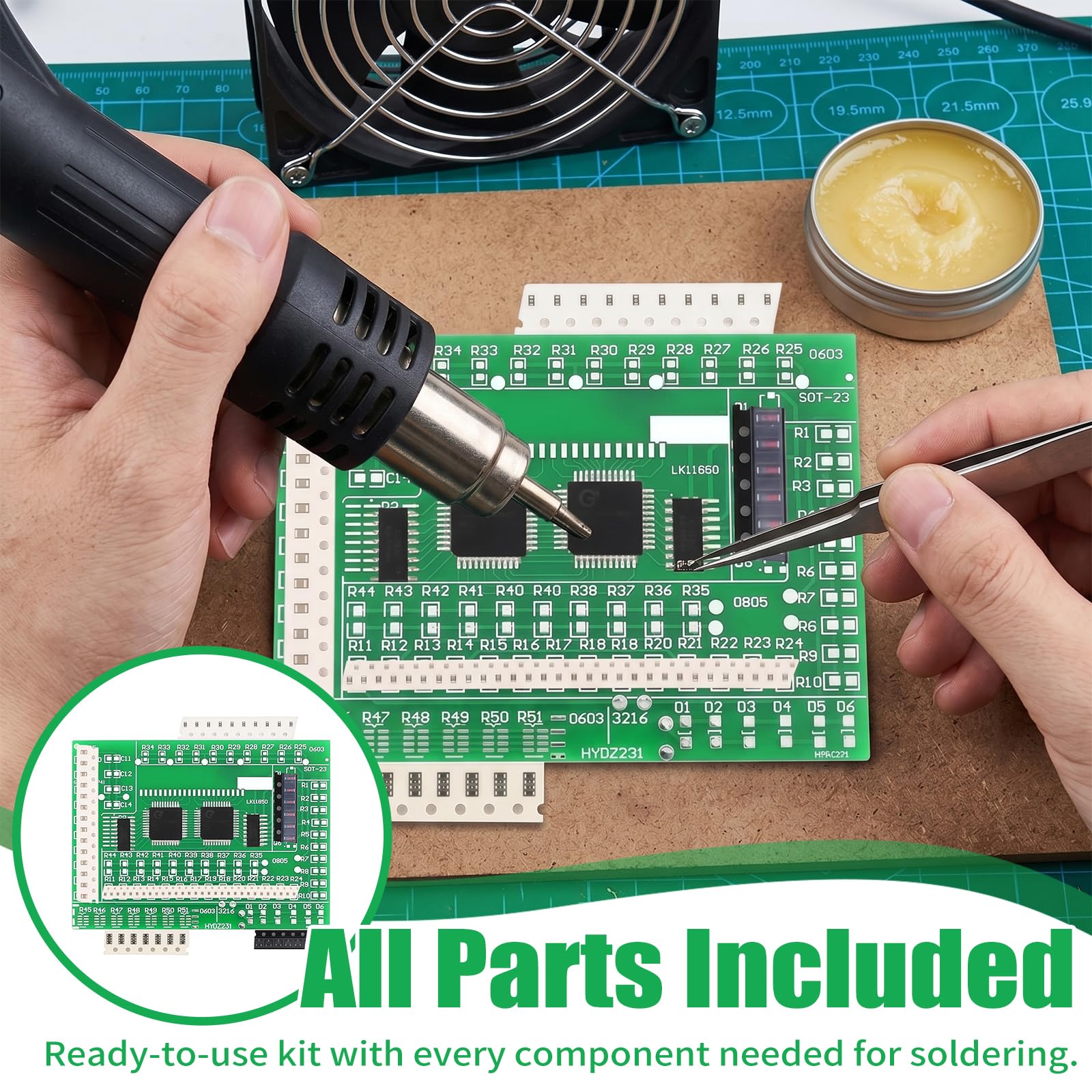 SMD Soldering Practice Kit,Advanced Surface Mount Device Training Electronic Components Practice Board Skill Training Soldering Kit for Electronics