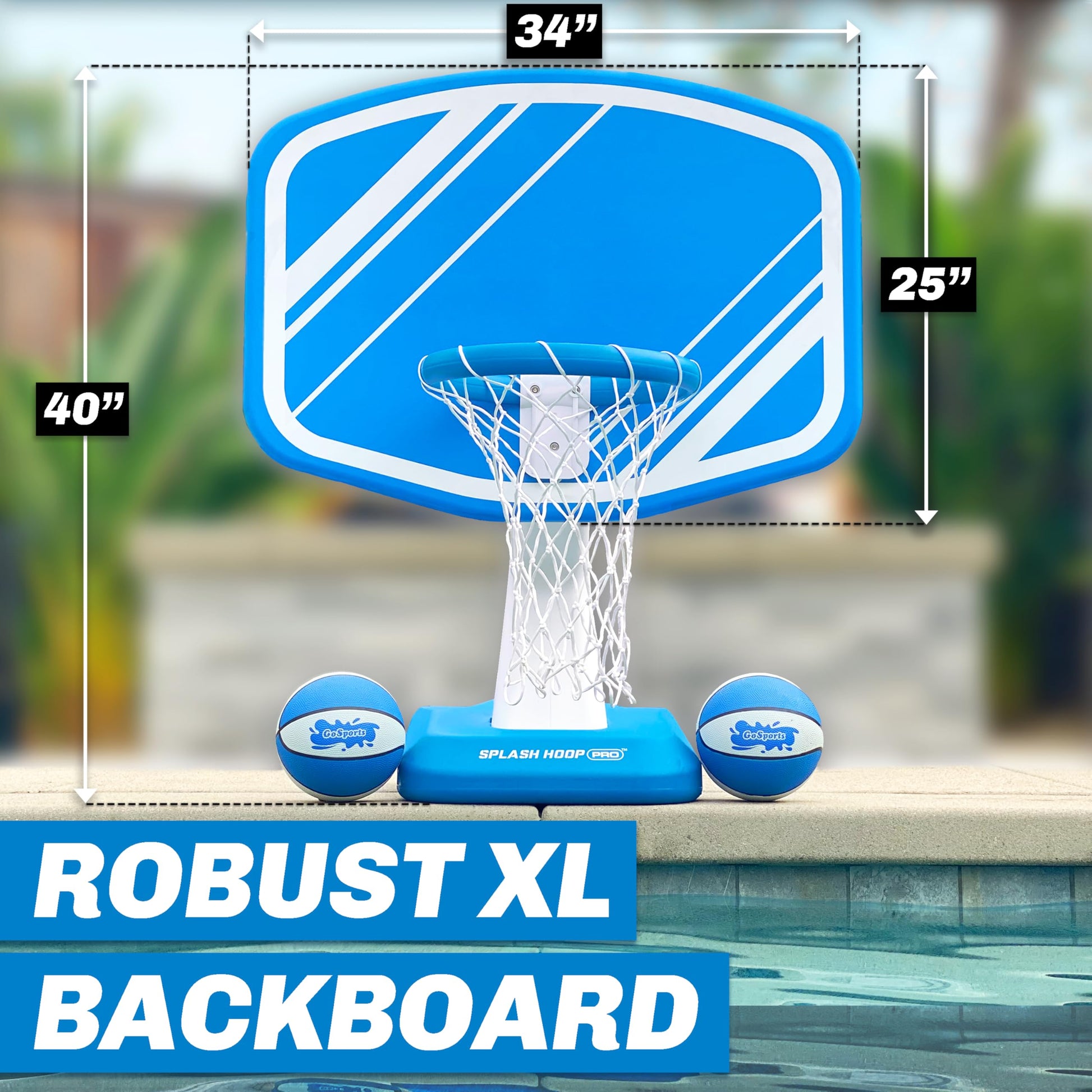 GoSports Splash Hoop Swimming Pool Basketball Game, Includes Poolside Water Basketball Hoop, 2 Balls and Pump - Choose Your Style