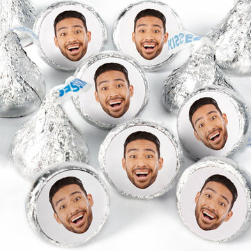Big Dot of Happiness Custom Photo Fun Face Candy Stickers, Personalized Face Cut Out Candy Sticker Labels, Round Dessert Treat Stickers, 324 Count