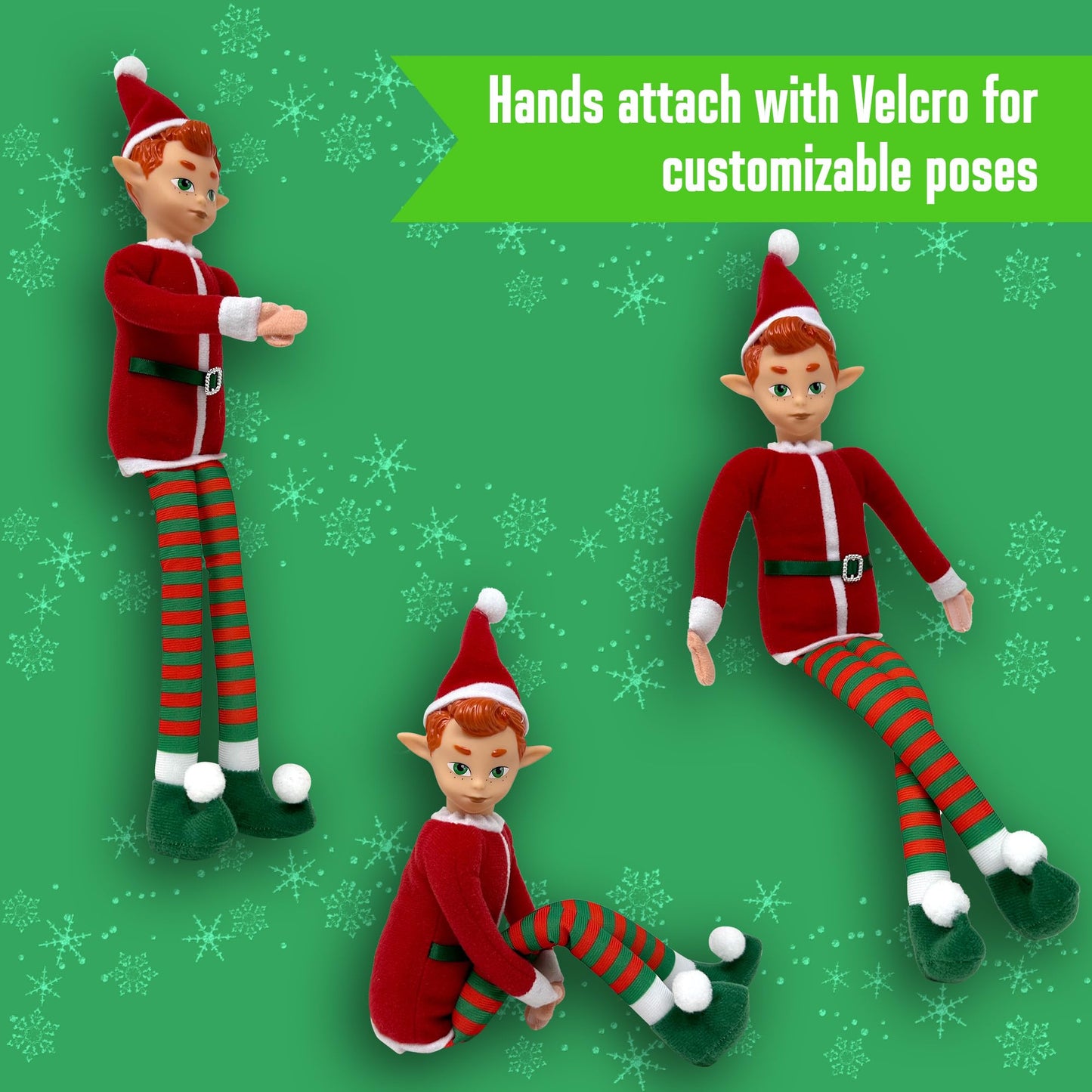 The Original Elf 12" Plush Christmas Elf Doll - Poseable Shelf Sitter with Flexible Dangling Legs - Perfect for Christmas Decorations, Toy Elf