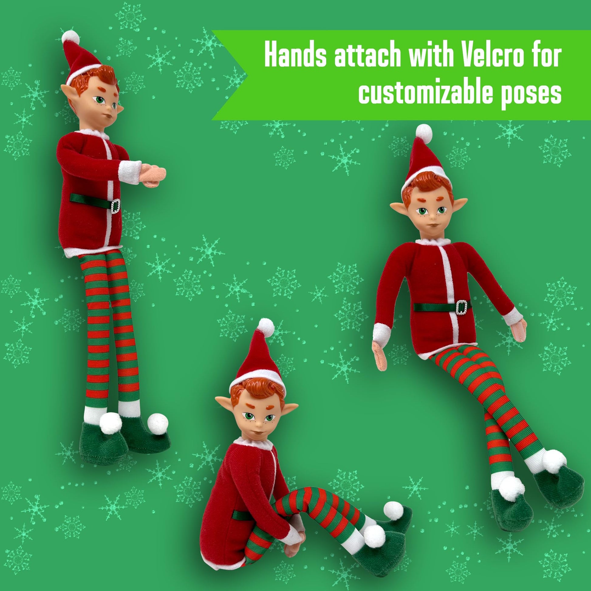 The Original Elf 12" Plush Christmas Elf Doll - Poseable Shelf Sitter with Flexible Dangling Legs - Perfect for Christmas Decorations, Toy Elf