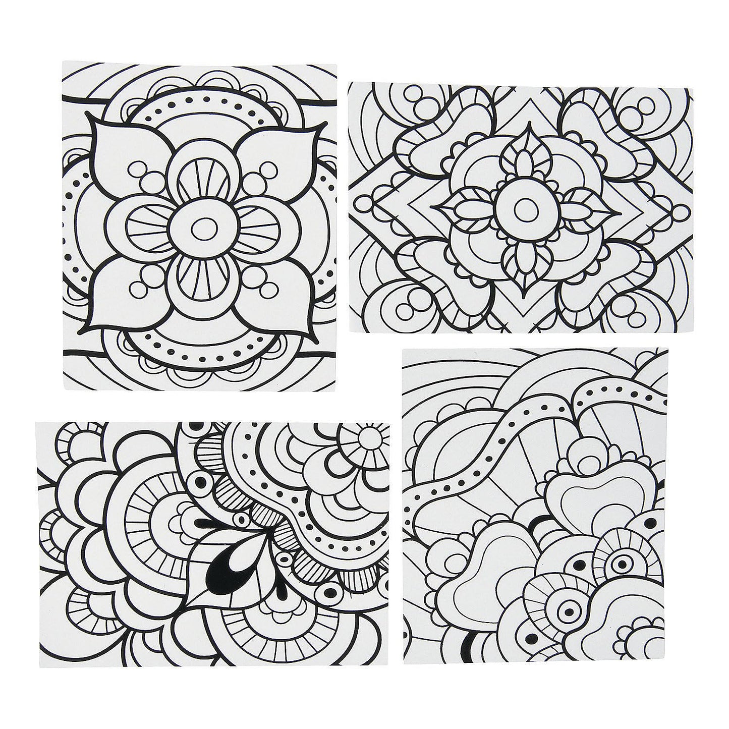 Color Your Own Fuzzy Mandala Design Posters - Bulk set of 24 - Crafts for Kids and Fun Home Activities