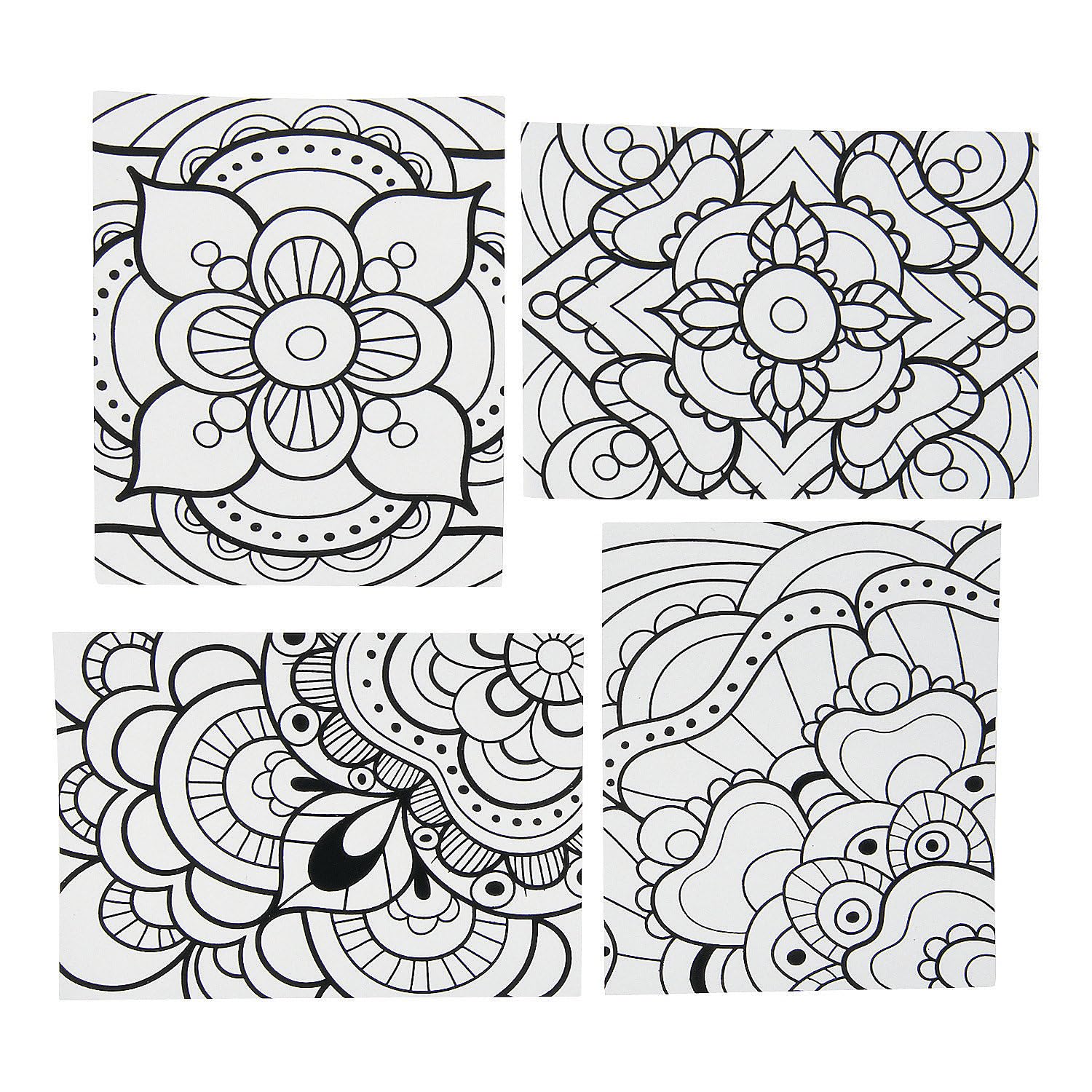 Color Your Own Fuzzy Mandala Design Posters - Bulk set of 24 - Crafts for Kids and Fun Home Activities